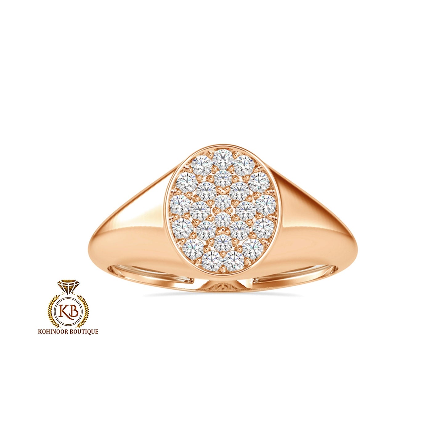 Signet Moissanite Ring, Cobble stone cluster art deco ring, Right hand statement ring, ring for women
