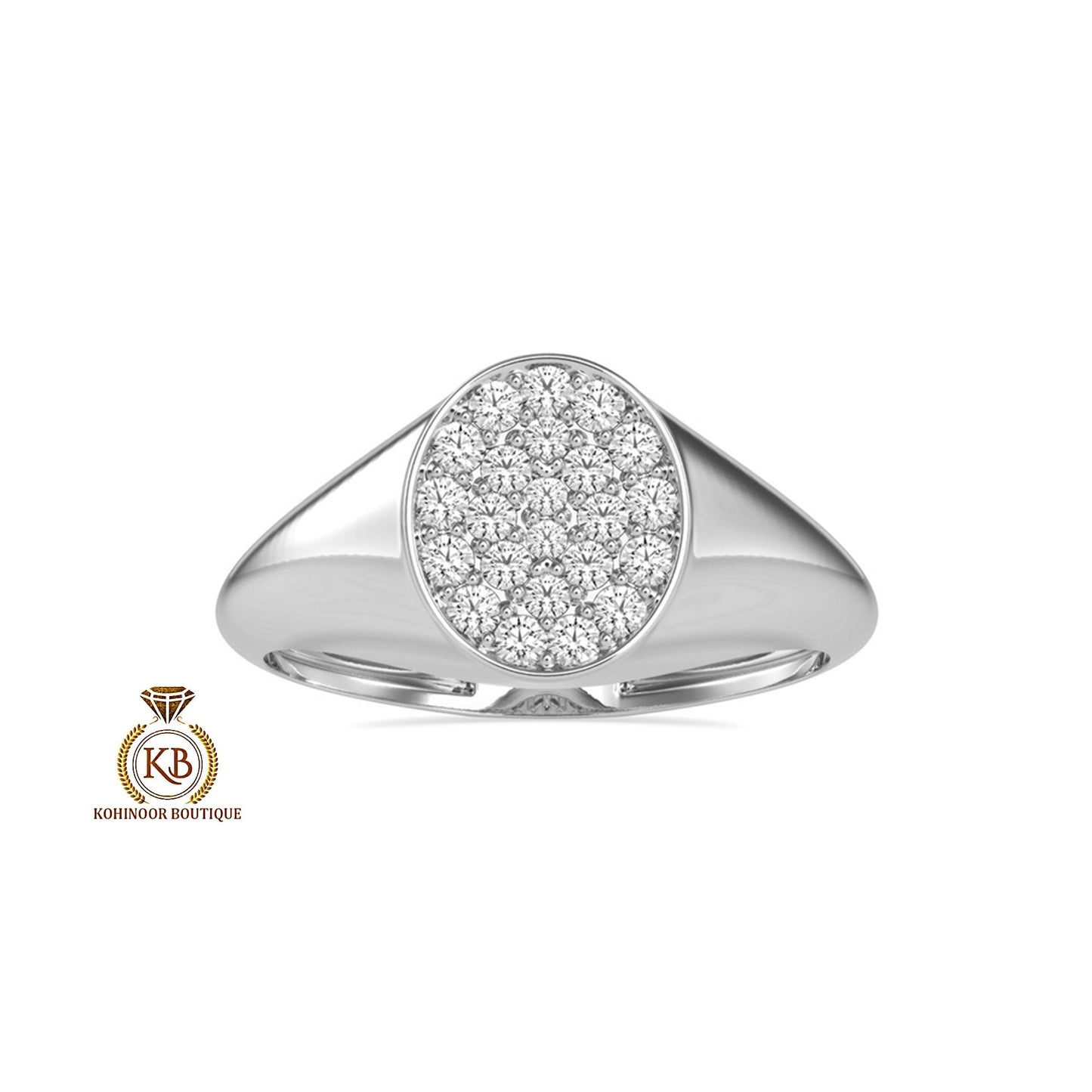 Signet Moissanite Ring, Cobble stone cluster art deco ring, Right hand statement ring, ring for women