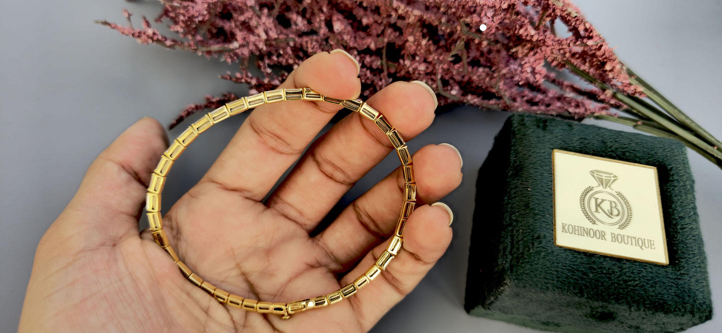 Flexible Lab grown Baguette diamond Tennis Bracelet bangle, Bracelet for women, Bracelet for her\girls, Anniversary\Birthday\Christmas gift