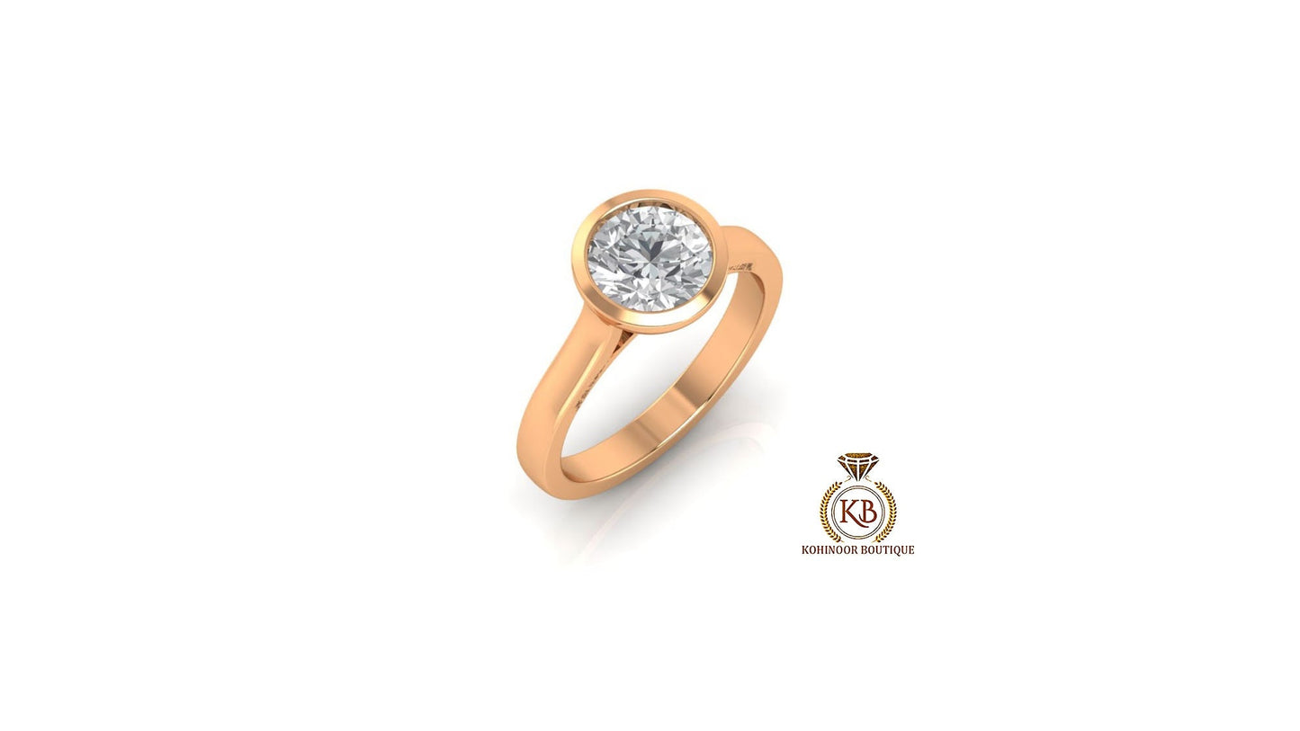 Bezel Round Cut Moissanite Cathedral set Engagement ring, ring for women, promise proposal ring for her
