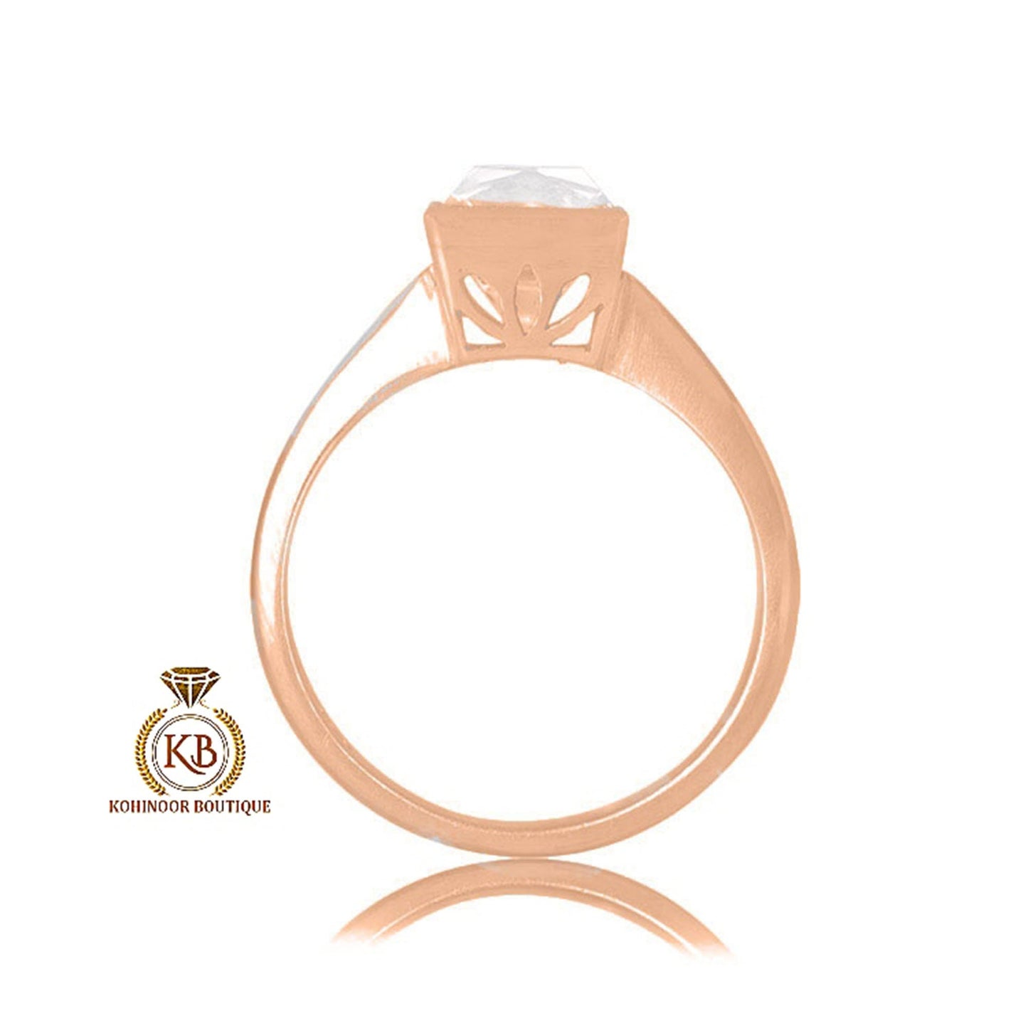 French cut Moissanite Bezel set Solitaire Engagement ring in 18k\14k\10k White\Yellow\Rose Gold