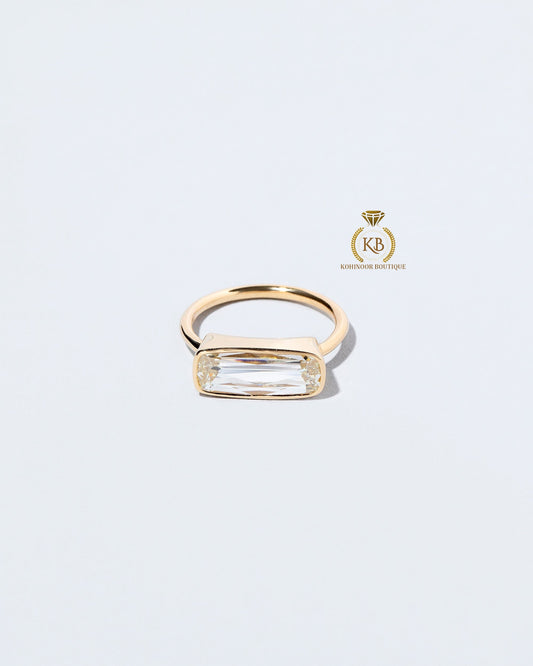 Elongated Cushion Engagement ring, Moissanite Cushion bezel East West set solitaire Ring, Ring for her, Rings for women