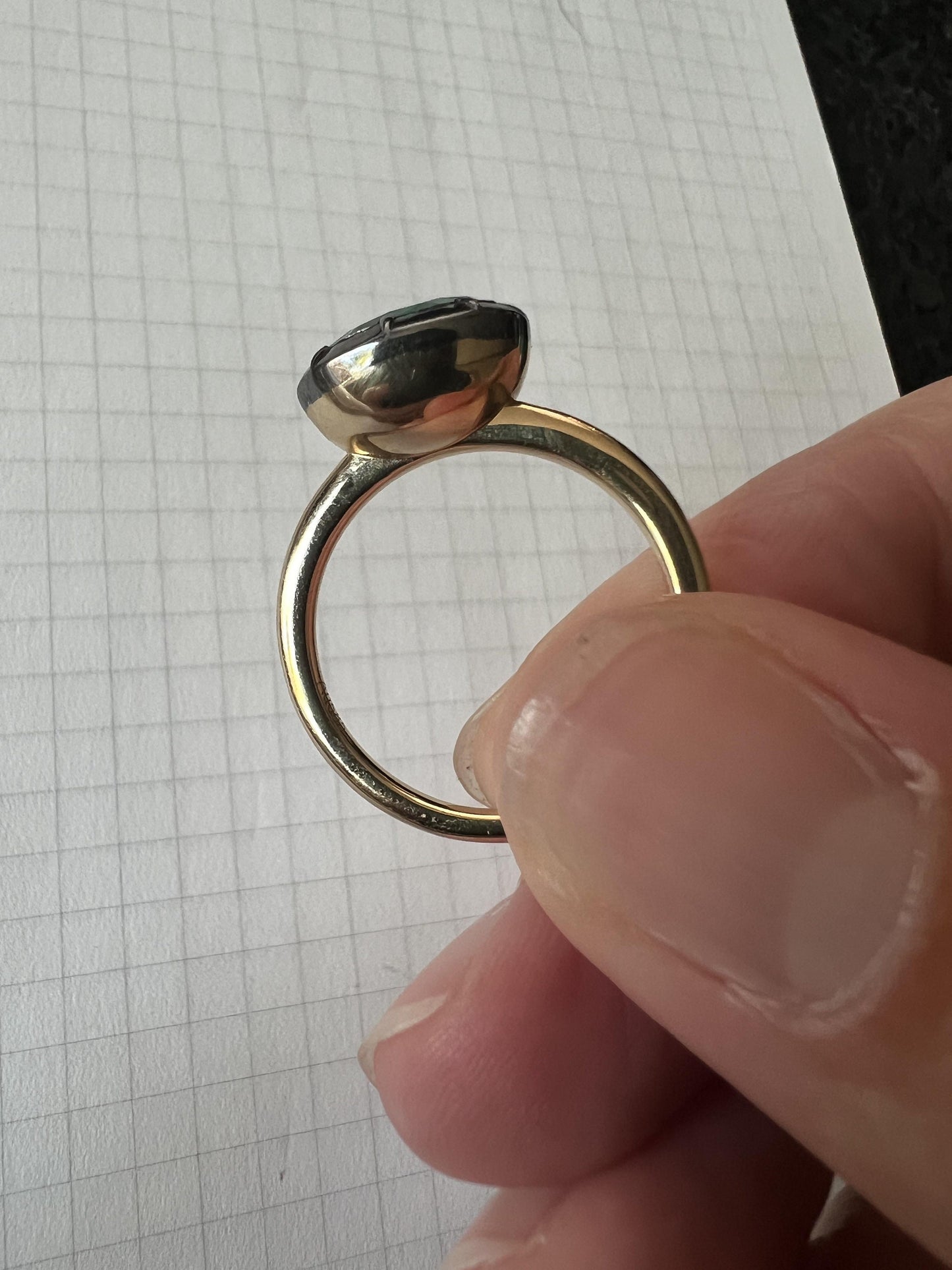 Lab Grown Hydro thermal Oval Emerald Button Back Georgian Cut Down Set Solitaire Engagement ring, Ring for her, Ring for Women