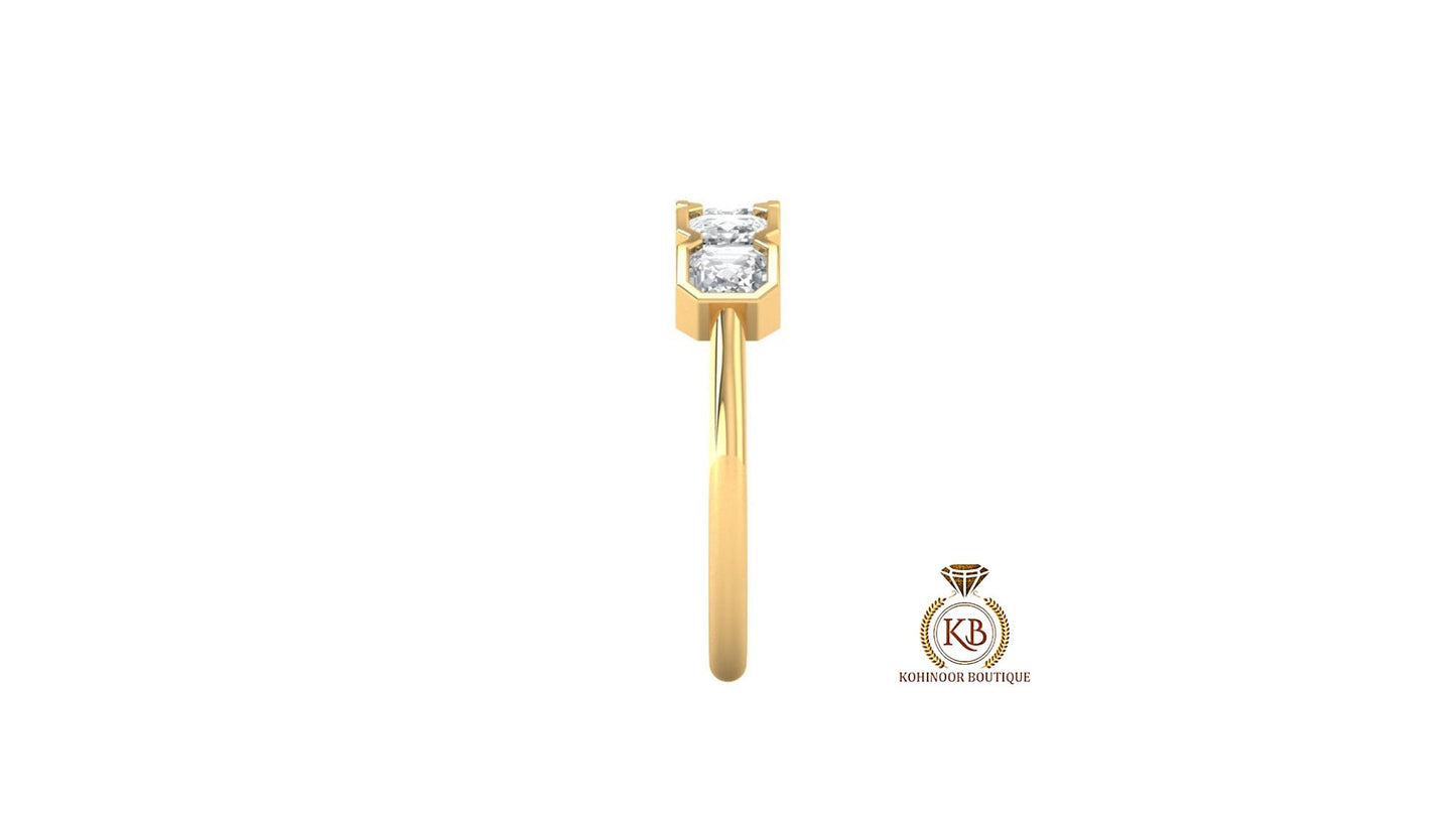 Asscher Cut 5-Stone Moissanite Anniversary half-hoop style  Band, Half bezel Asscher 5 stone band, Gift for wife, Half eternity ring,