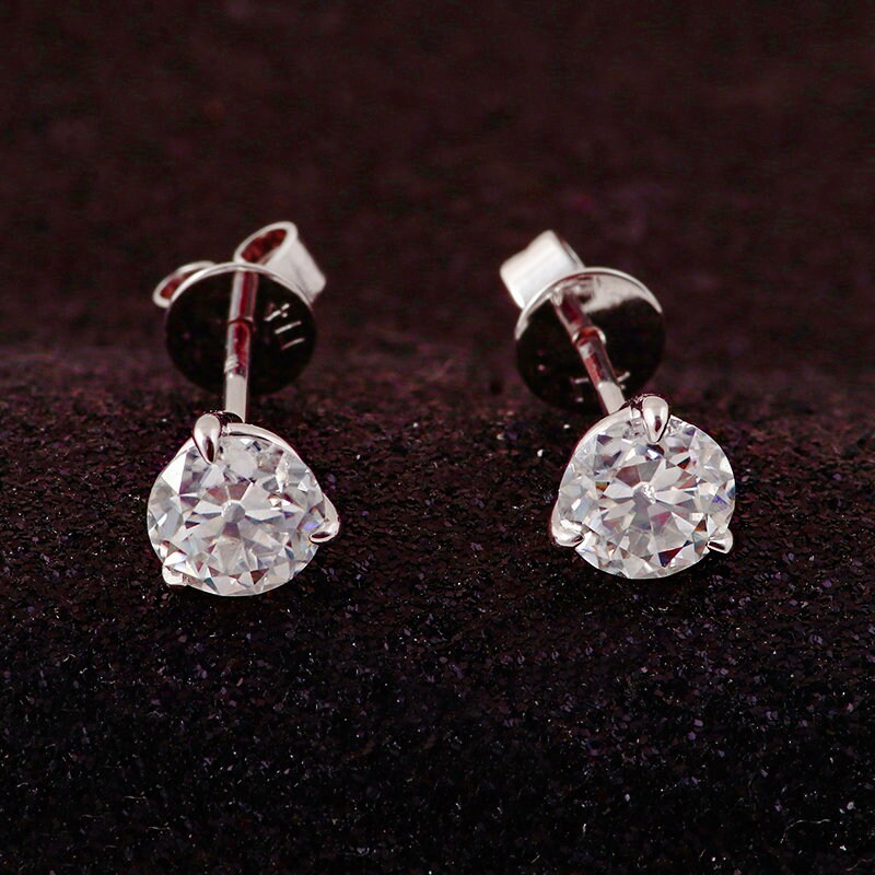 Round Old Mine Cut OMC Martini Set Moissanite Earrings studs , Studs for women, Mother's day gift, Push back earring, wedding studs