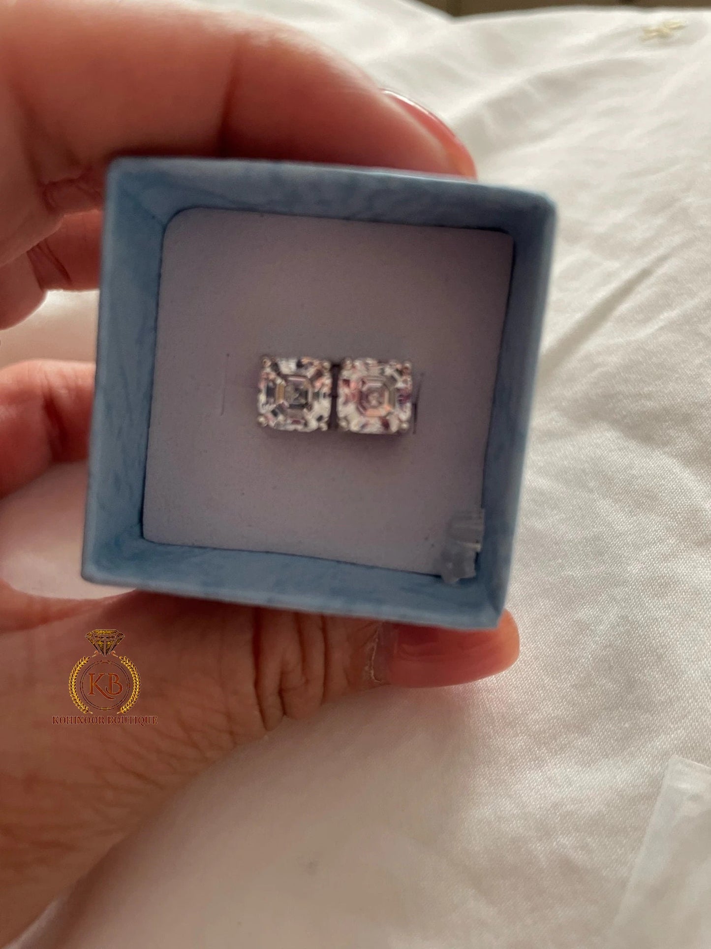 Asscher Cut Solitaire Moissanite Stud Earrings,Moissanite Wedding Earrings,Push Back Earrings,Anniversary Mother's Day Gift