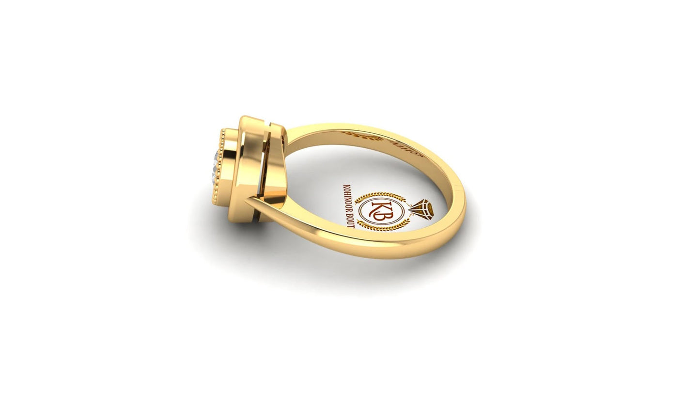 Old mine cut Round Bezel Set Moissanite Classic Solitaire Engagement Ring, Promise Ring, Proposal Ring, Ring for her,Art deco ring for women