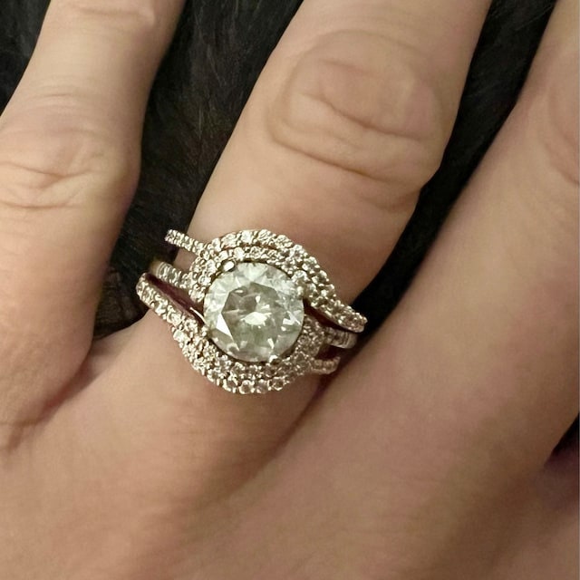 Halo Wrap Enhancer for Engagement Ring, Moissanite diamond Halo Solitaire Ring Guard for Round, Marquise, Princess cut diamonds.