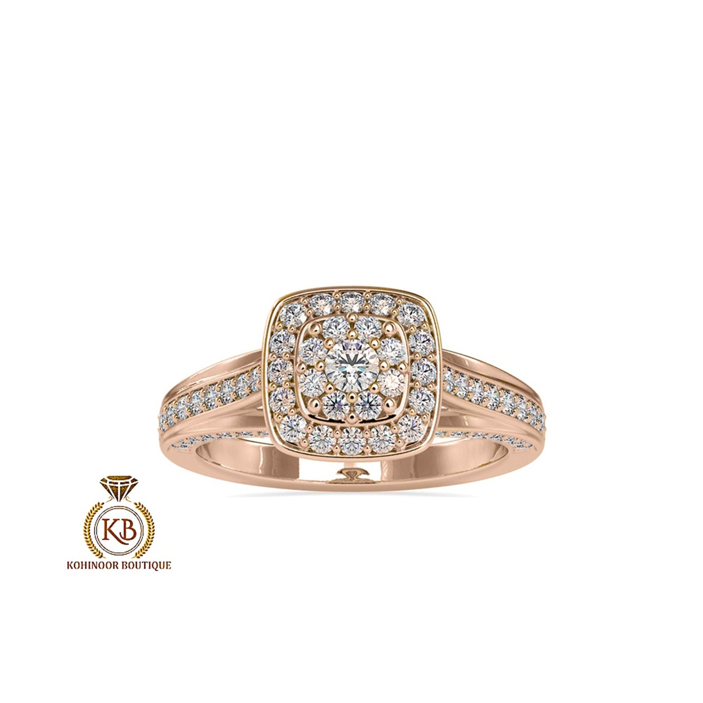 Vintage-inspired halo cluster with side pave cathedral set Moissanite Engagement\Wedding\Mother Ring in 18k\14k\10k