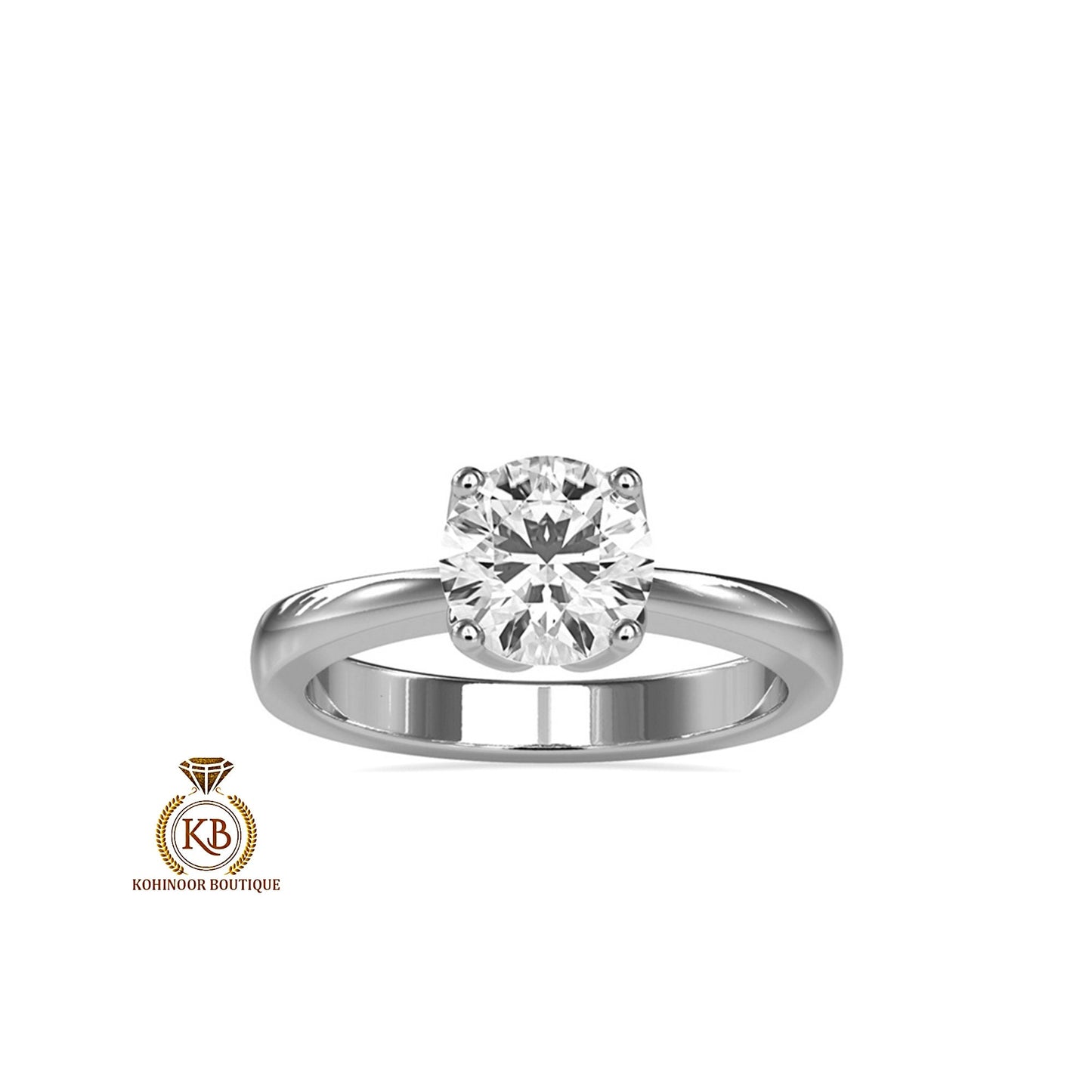 Tulip Flower Basket Round Moissanite Solitaire Engagement ring with pinched band, Ring for her, Ring for proposal, Gift for wife, mother