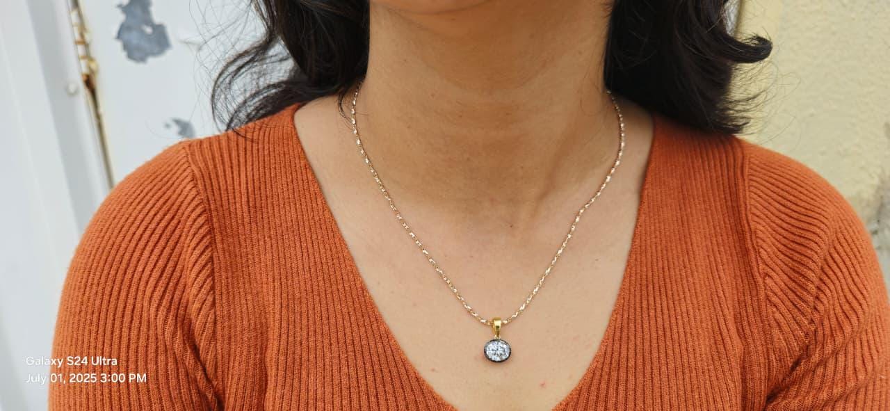 East west oval Cut Moissanite Pendant, Georgian cut down set Pendant without chain, Blackened gold pendant, Pendant for women, gift for her