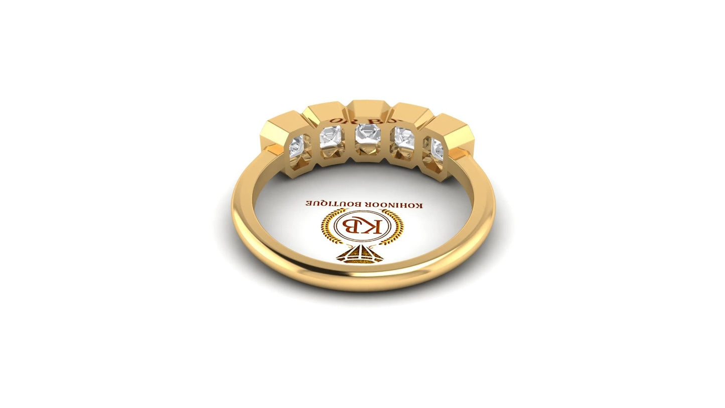 Asscher Cut 5-Stone Moissanite Anniversary half-hoop style  Band, Half bezel Asscher 5 stone band, Gift for wife, Half eternity ring,