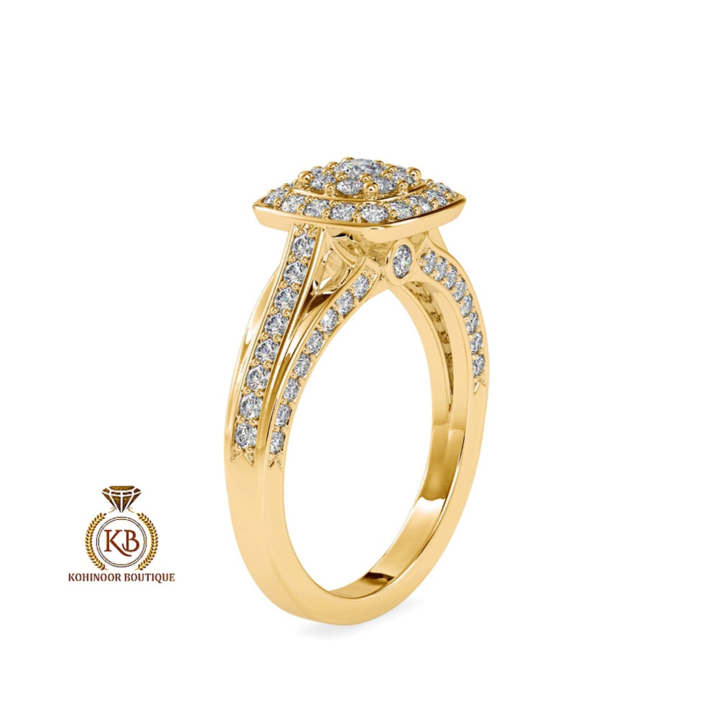 Vintage-inspired halo cluster with side pave cathedral set Moissanite Engagement\Wedding\Mother Ring in 18k\14k\10k