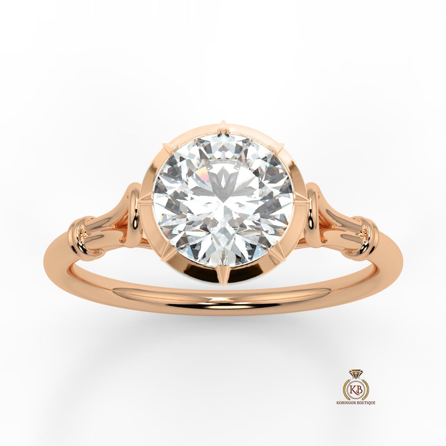 Round Georgian cut down set Moissanite Single\Dual tone Solitaire Engagement\propose Ring with White\Yellow\Rose Gold