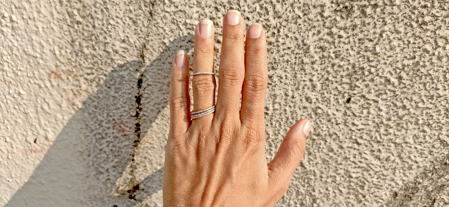 Round Lab grown\natural diamonds French pave set wedding band available in Half\Full eternity band, stackable minimalist dainty ring