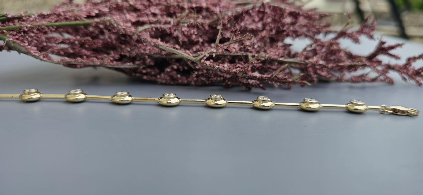 Moissanite Round cut bezel set button back Tennis Bracelet, Bracelet for women, Bracelet for her\girls, Anniversary\Birthday\Christmas gift