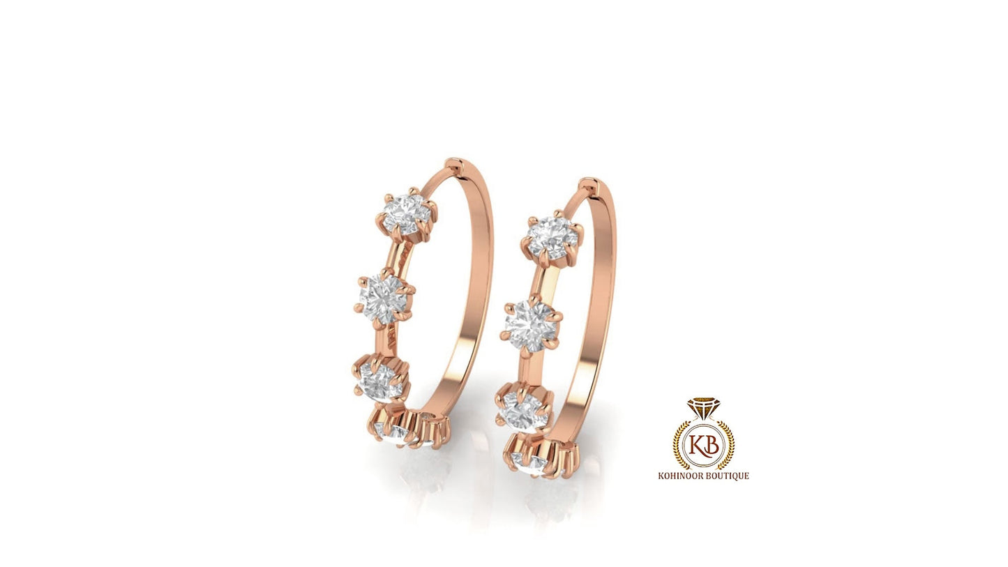 Round Moissanite eternity hoops and huggies, lightweight, easy to wear, must-have for every jewelry collection, easily fit any occasion.