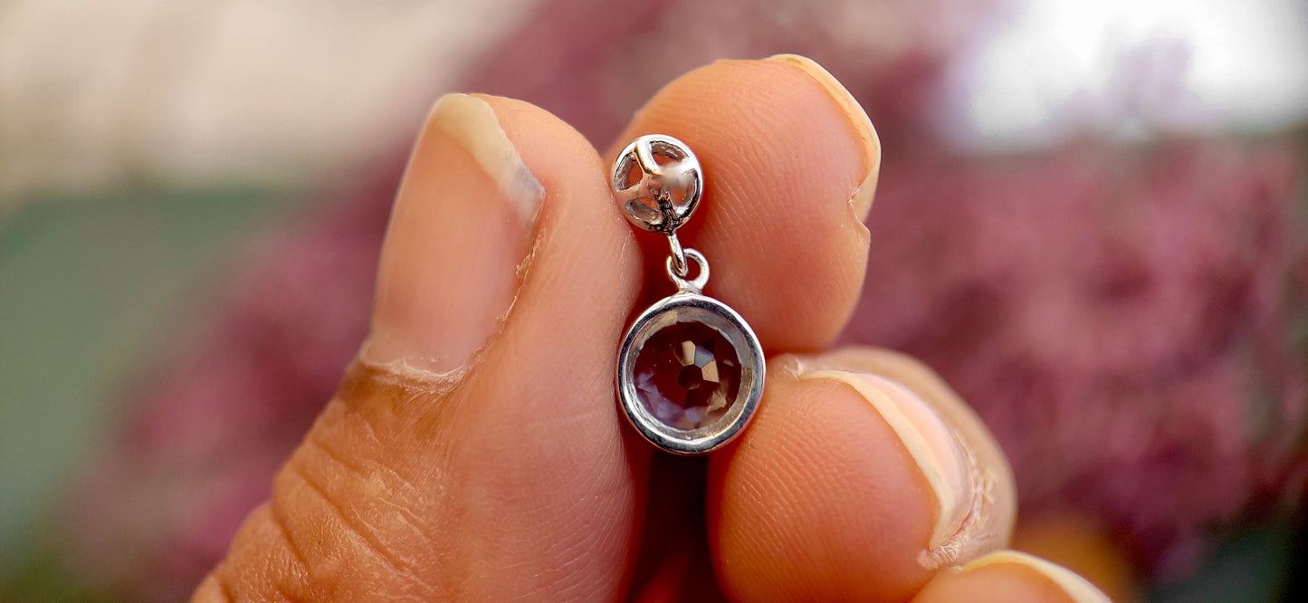 OEC Round Rock Crystal Milgrain Bezel Dangle Hook Drop Earrings for Women, Vintage earrings,everyday earrings, Push back\Screw back Earrings