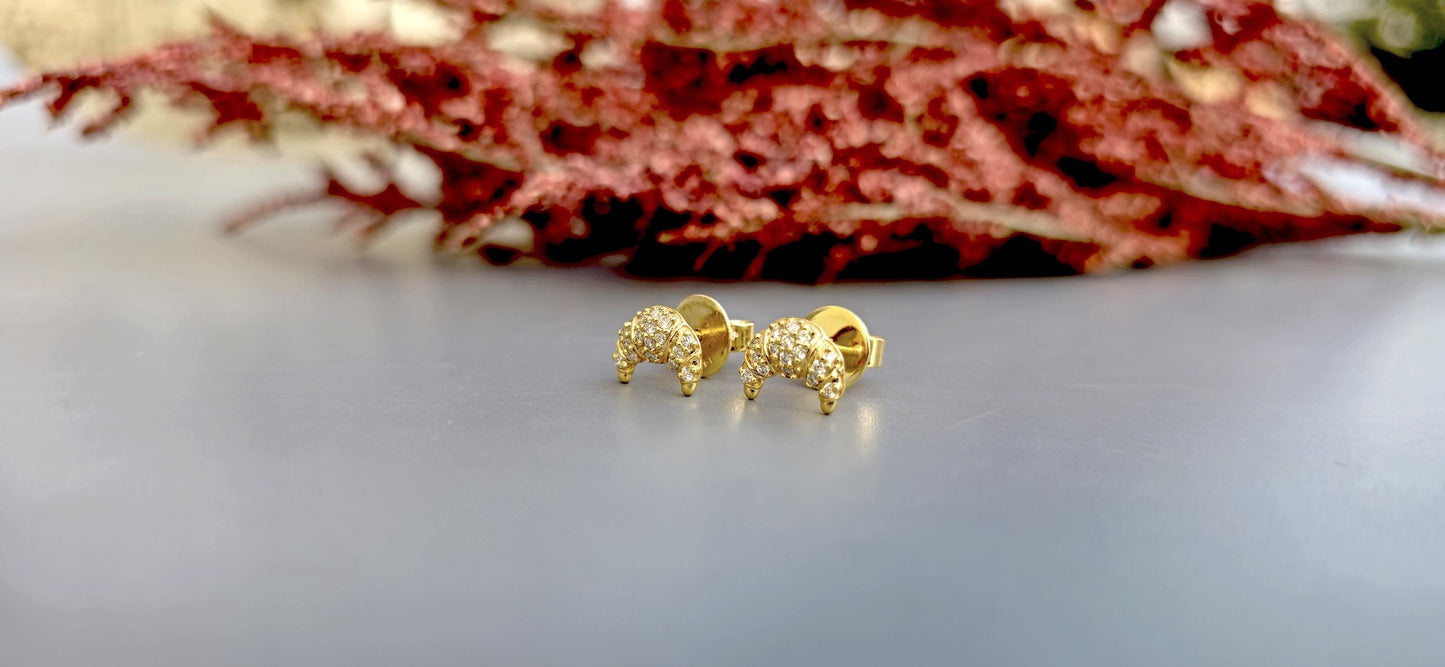 Croissant shape Lab grown cluster studs for her, Earrings studs for women