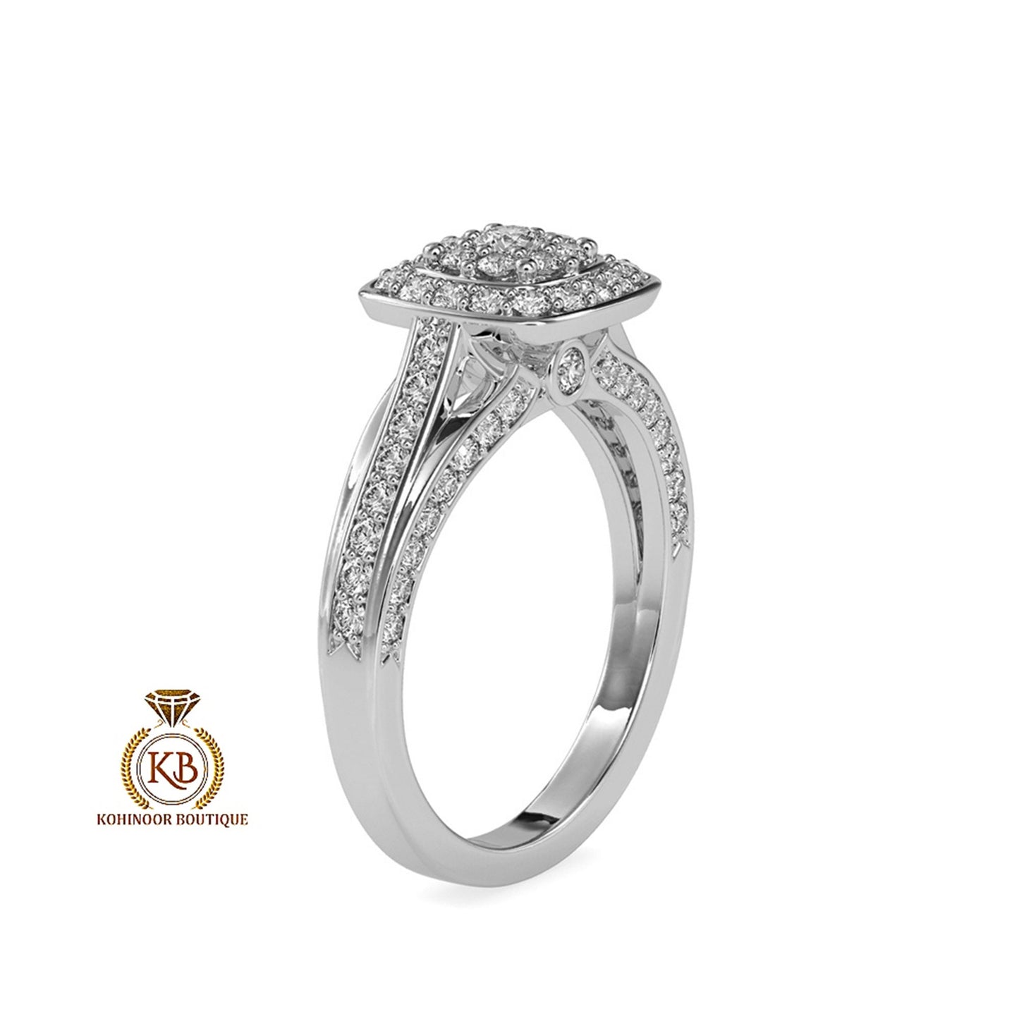Vintage-inspired halo cluster with side pave cathedral set Moissanite Engagement\Wedding\Mother Ring in 18k\14k\10k