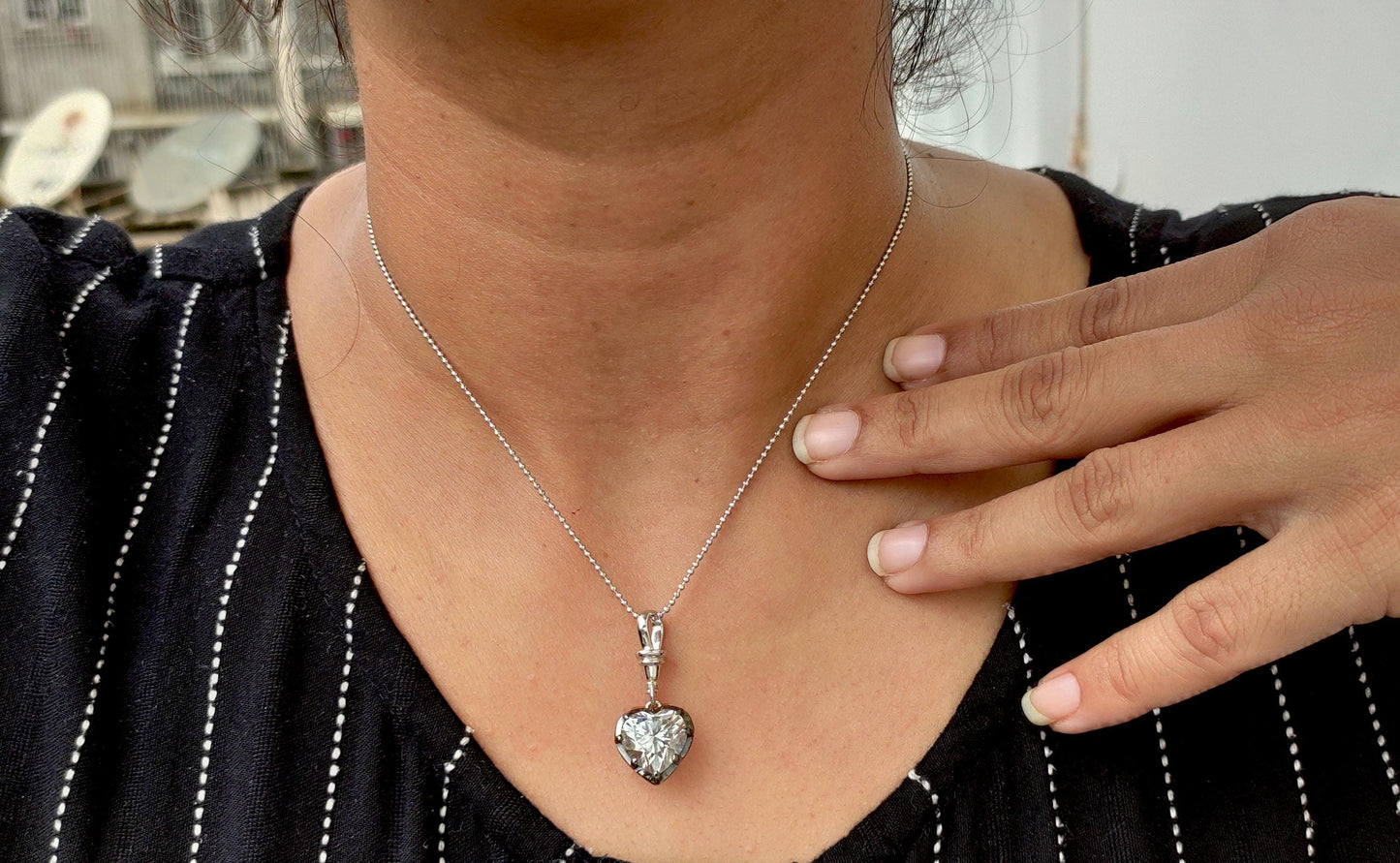 Heart Cut Moissanite Collet set Georgian cut down set Blackened gold Swivel Clasp Pendant,without chain,available in 5mm, 6mm, 7mm, 8mm, 9mm