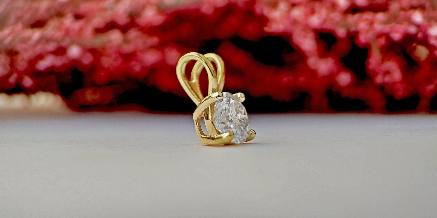 Round Moissanite Solitaire Pendant without chain, Wedding Pendant, Anniversary Gift, Gift for her, Anniversary gift for wife,Gift for mother