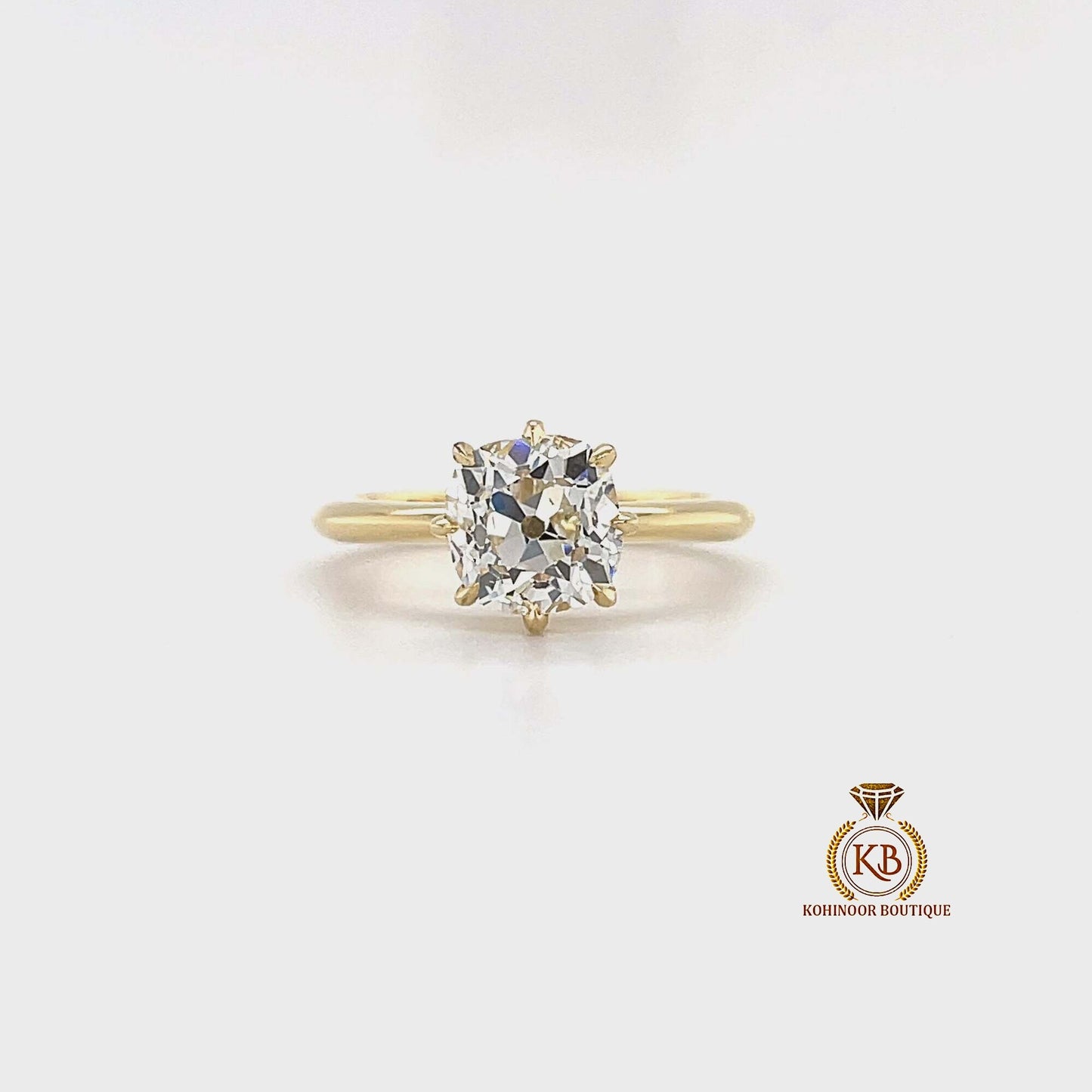 Old Mine Cut OMC Moissanite Solitaire Engagement Ring,  Ring, Wedding anniversary Ring in 18k\14k\10k White\Yellow\Rose Gold