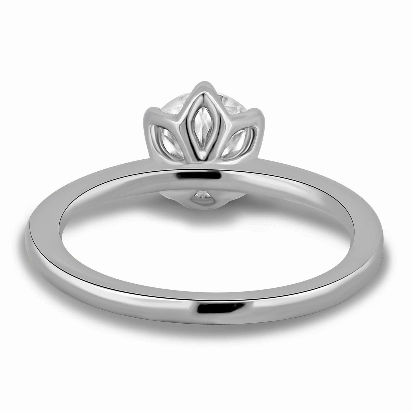 Tulip Lotus Prong Round Moissanite Solitaire Engagement Ring,flower basket  Promise\proposal Ring.