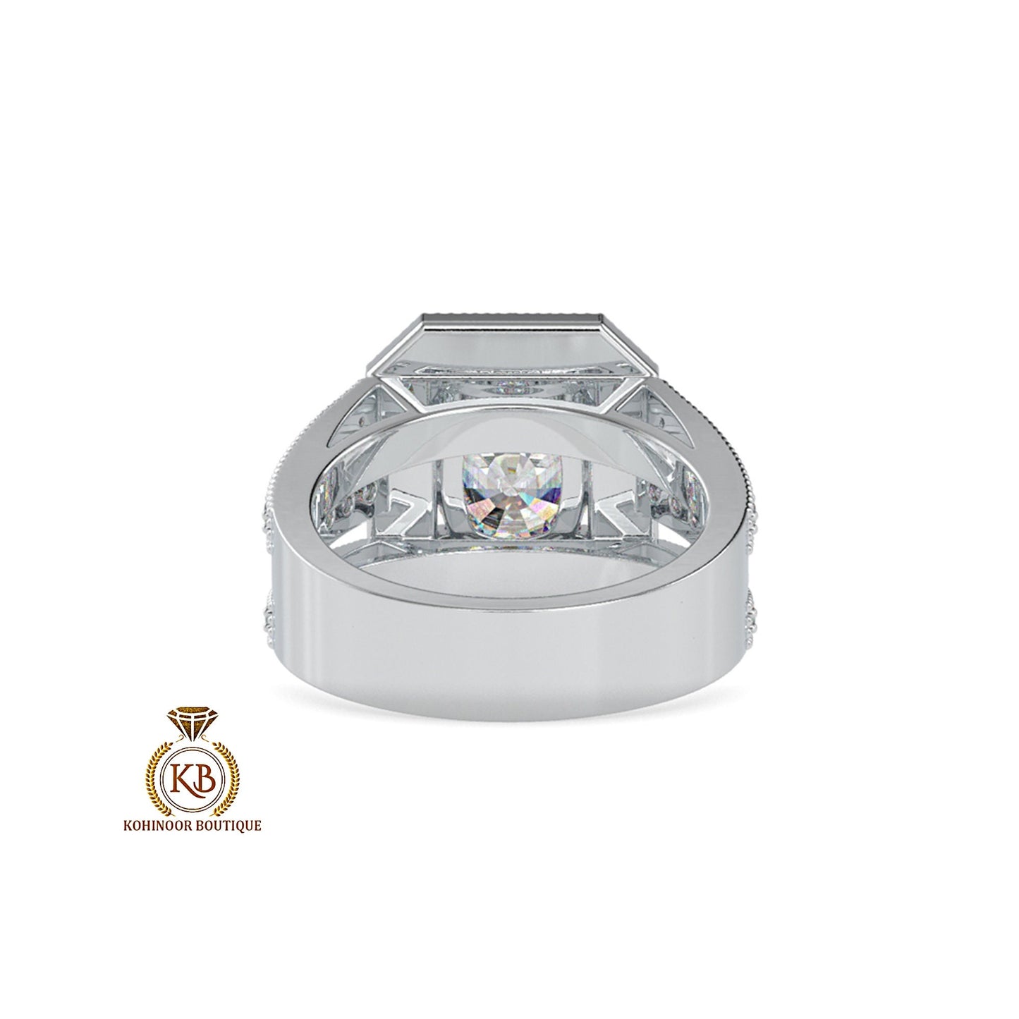 Cushion milgarin halo with Side 3 Pave Band, Cathedral milgrain setting Moissanite Engagement\ ring, ring for women, art deco ring.