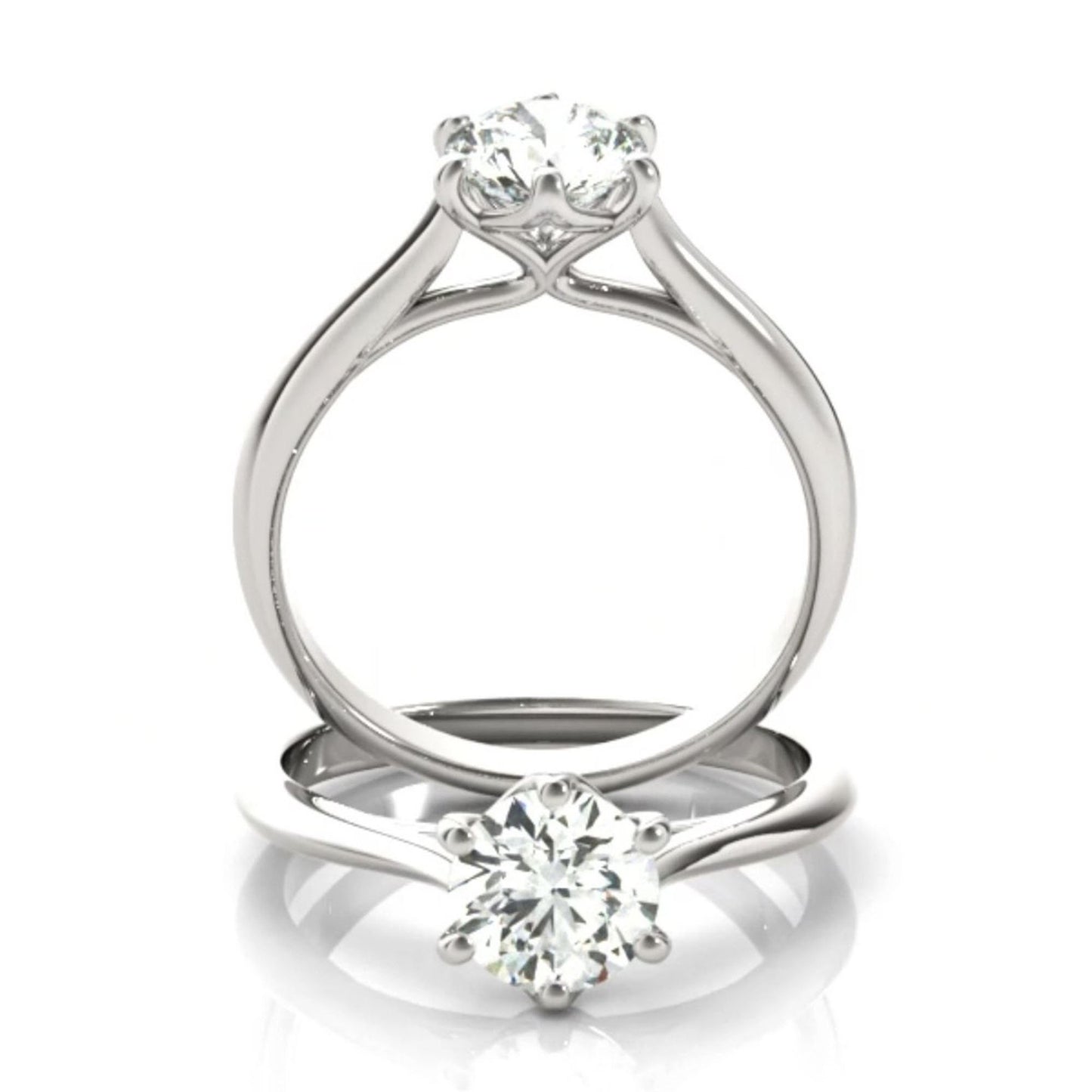 Round Cut Moissanite Cathedral Trellis set Solitaire Engagement ring, Classic solitaire ring, ring for her, ring for women, gift for her.