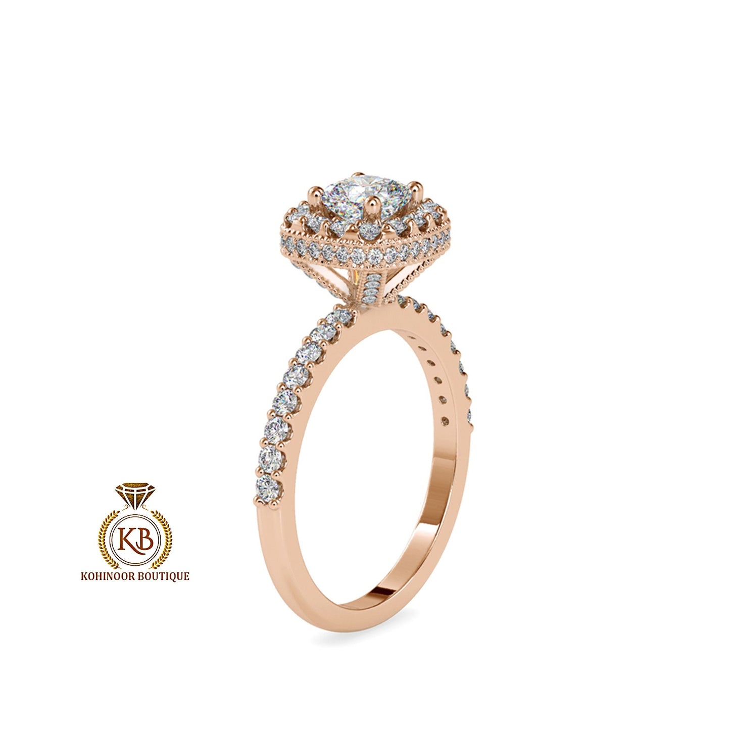 Vintage Cushion halo cluster with side pave cathedral set Moissanite Engagement\Wedding\Mother Ring in 18k\14k\10k