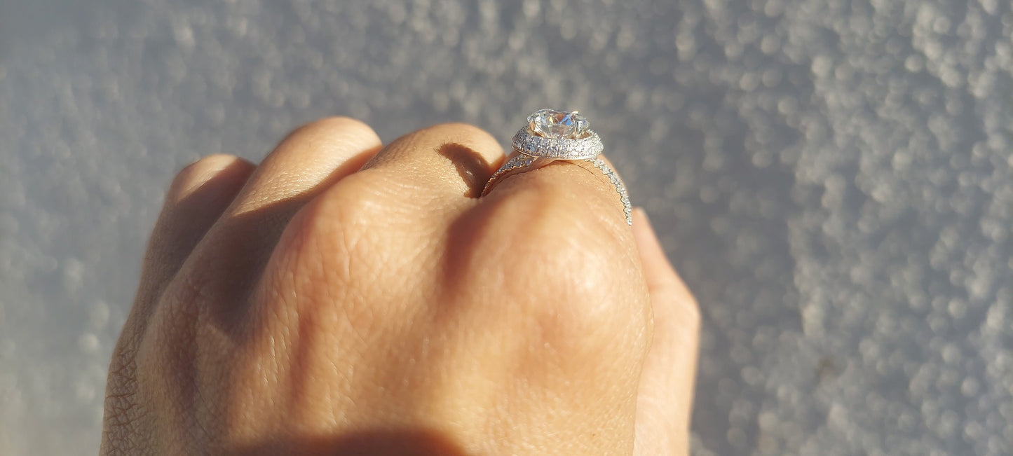 Round Moissanite Halo Insert Wedding bridal Set solitaire Engagement\Bridal\propose\anniversary Ring with 18k\14k\10k White\Yellow\Rose Gold