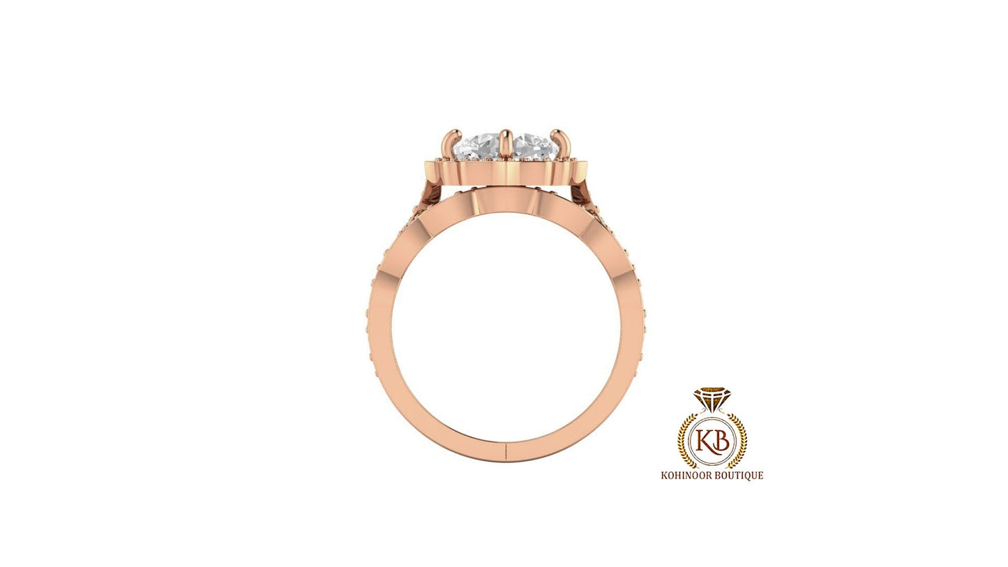 Vintage Floral Kite Set Cushion Cut Halo Moissanite Cathedral set with side pave Engagement Ring with scalloped Bridal Wedding band set.