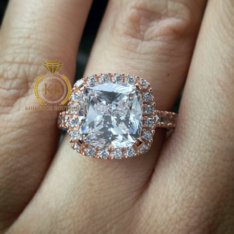 Cushion Cut Halo pave Moissanite diamond solitaire Engagement\Bridal\propose\anniversary Ring in 18k\14k White\Yellow\Rose Gold