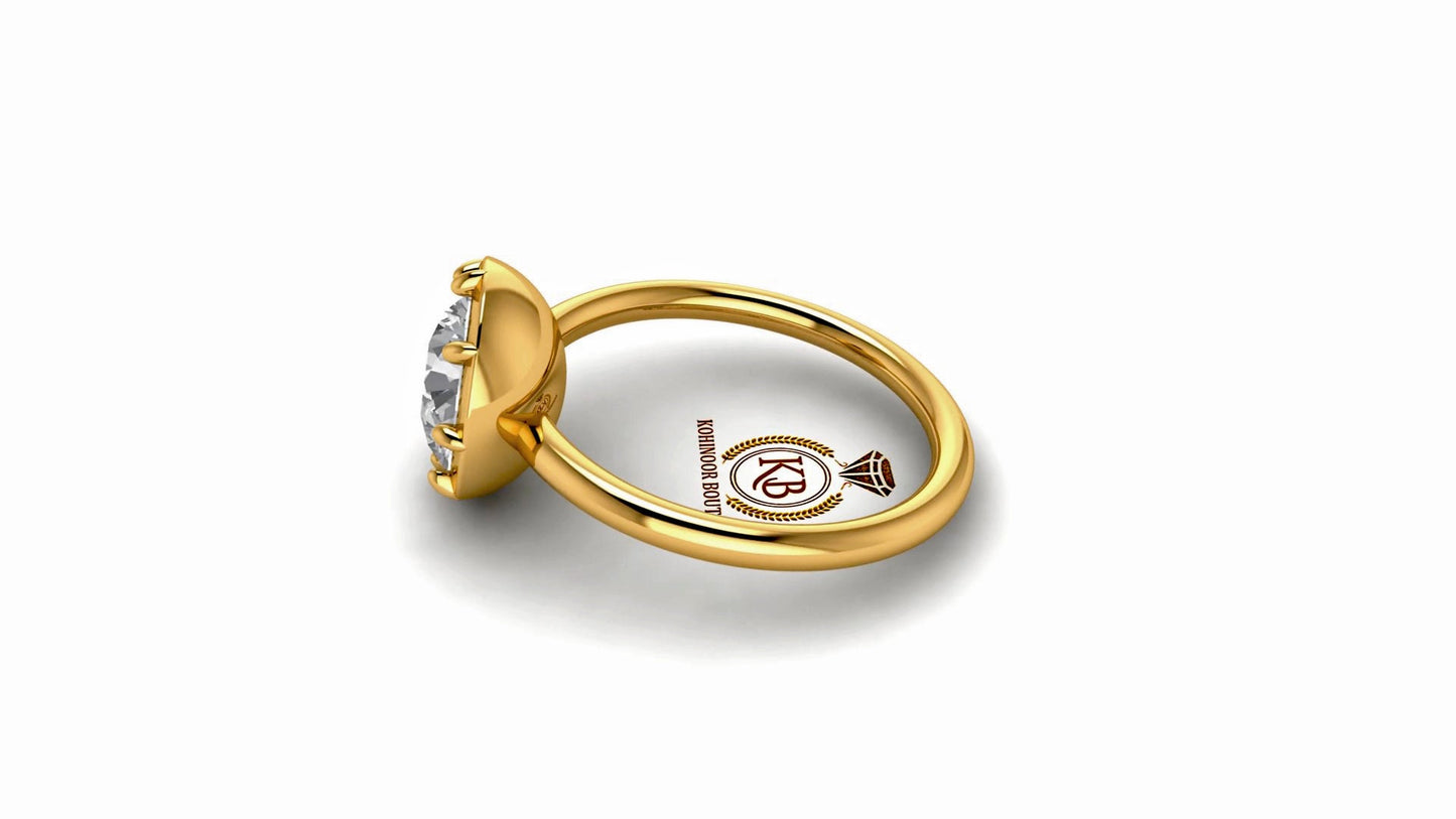 Round Button Back Georgian Cut Down Set Moissanite Solitaire Engagement ring, Ring for her, proposal Ring , Right hand statement ring.