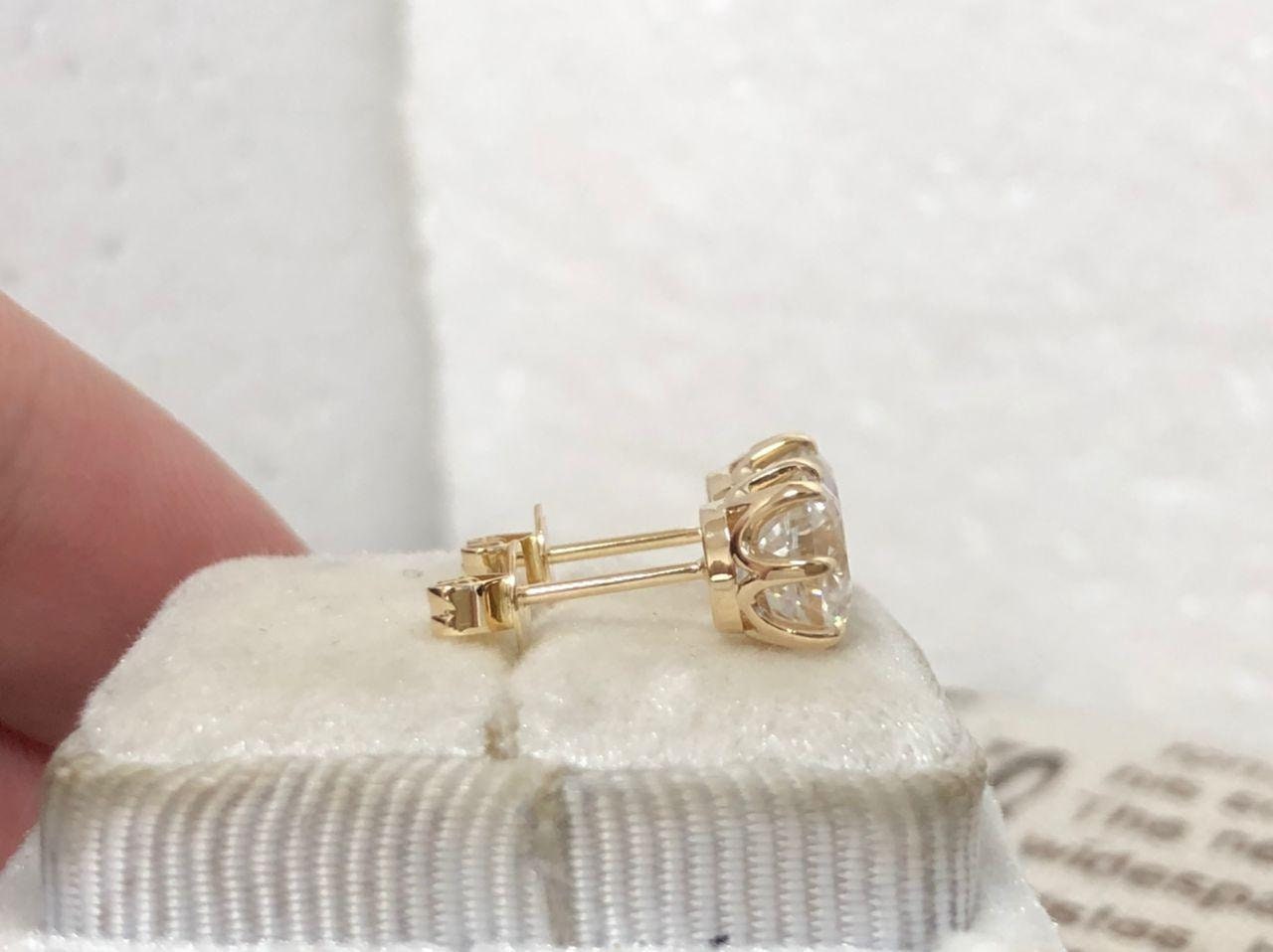 Old mine cut OMC Cushion Moissanite Earrings, Moissanite Stud Earrings, Cushion Cut Moissanite Earrings, Customized them in any size