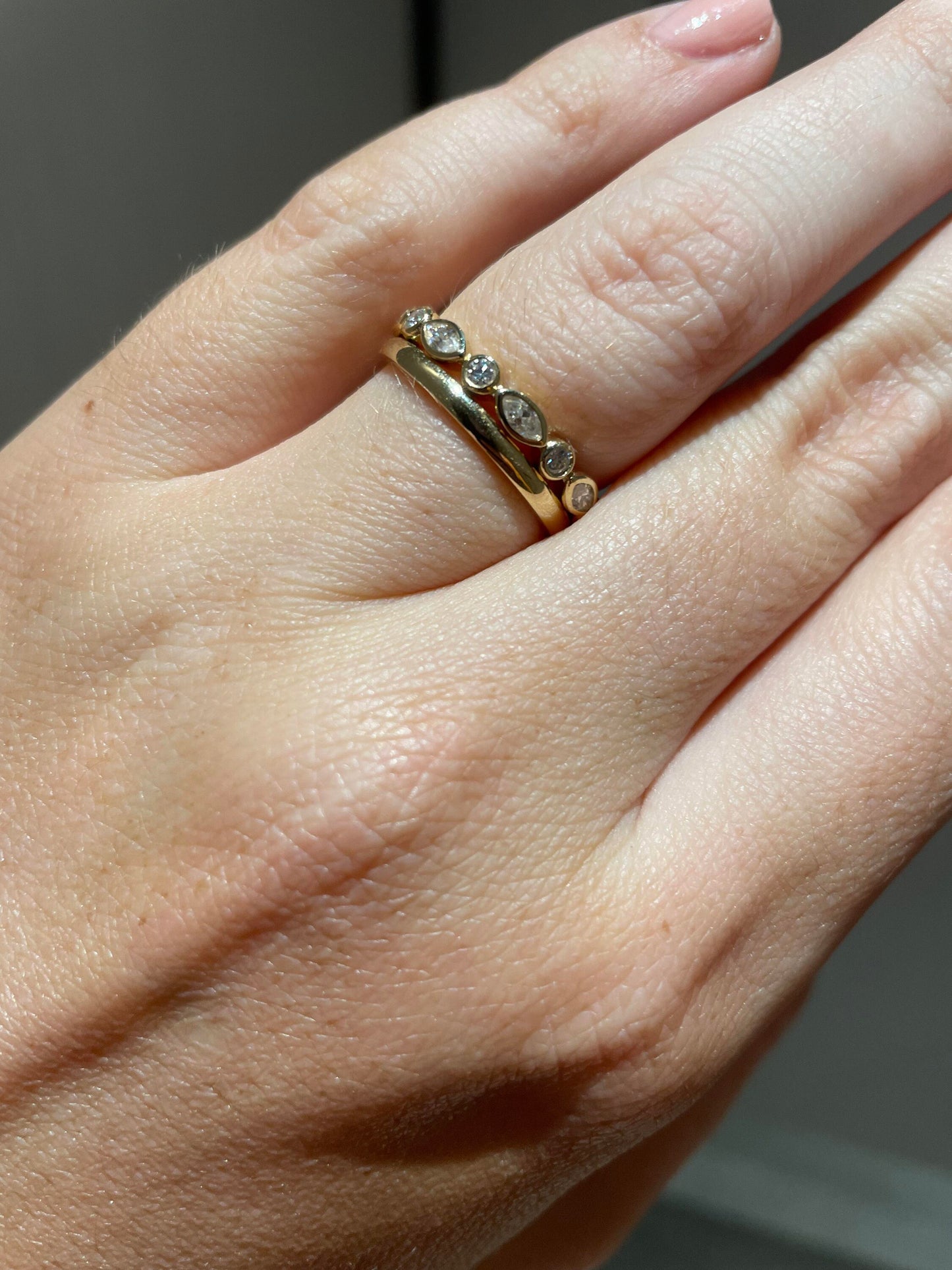 Marquise and Round Bezel Set Moissanite wedding band, stackable minimalist ring, Full Eternity Ring, wedding gift, anniversary gift for wife