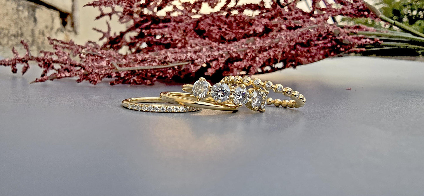 5 stone Round cut Moissanite ring, Anniversary Band, Anniversary gift for wife, ring for her, Right-hand ring, stackable band