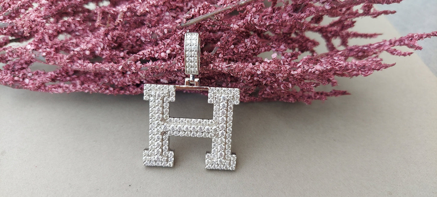 Hip Hop Pendant, Moissanite Alphabet Letter Pendant ,iced out Alphabet Initial Pendant in 10k\14k\10k Rose\White\Yellow Gold