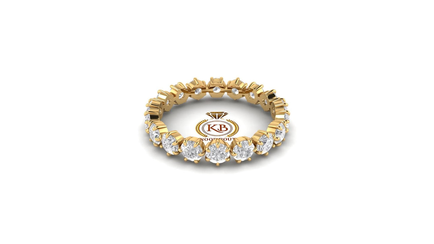Round Colorless Moissanite Full Eternity band, Anniversary gift, Wedding Band in 18k\14k\10k White\Yellow\Rose Gold