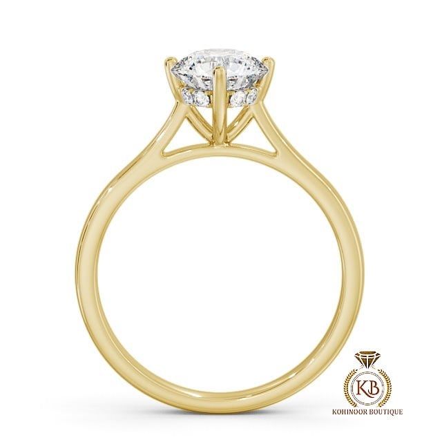 Compass prong set Round Cut Hidden Halo Cathedral set Solitaire Moissanite Engagement ring, ring for her, proposal ring, gift for women