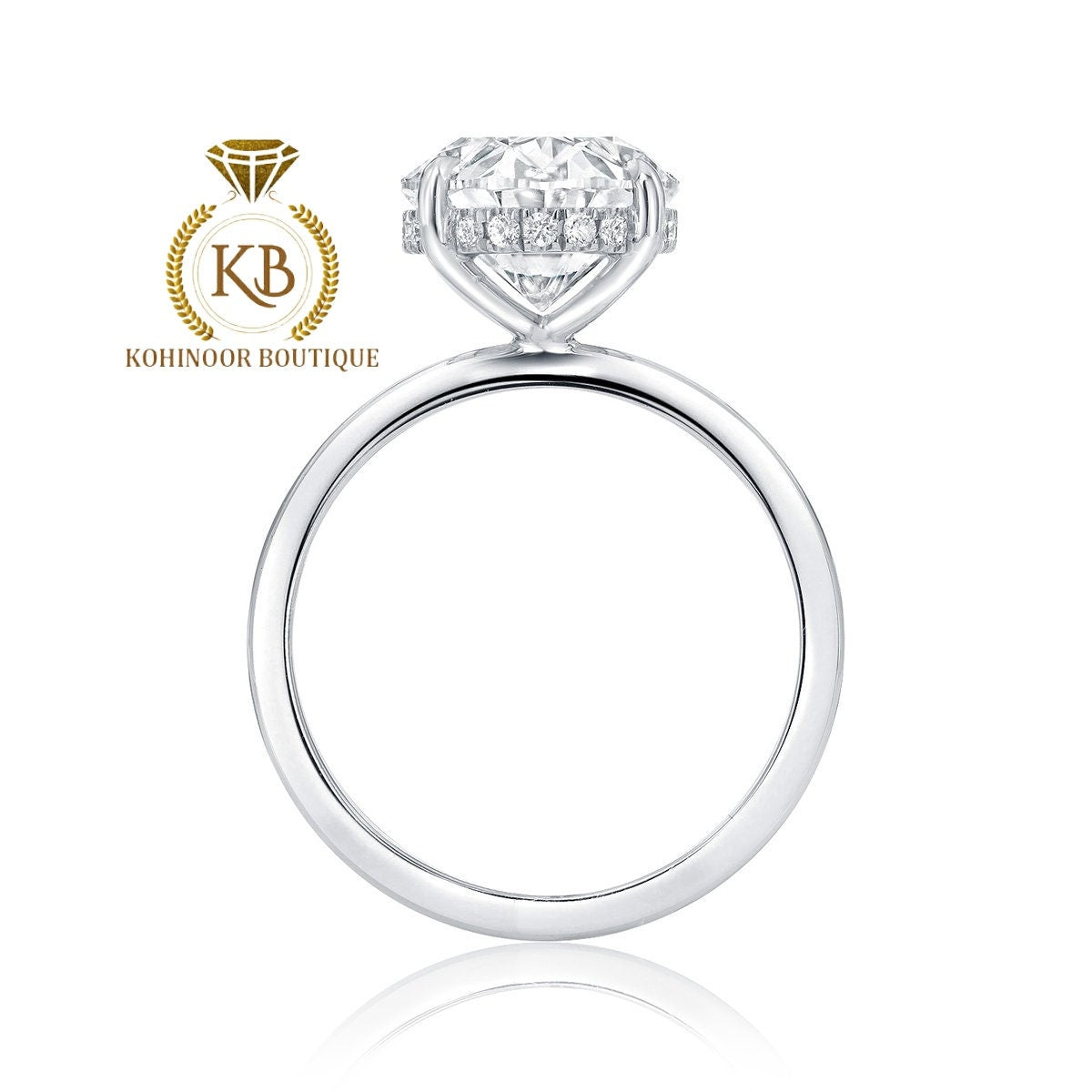 Oval Moissanite Diamond Solitaire Hidden Halo Engagement\Propose\Anniversary\Promise Ring in 18k\14k\10k White\Yellow\Rose Gold