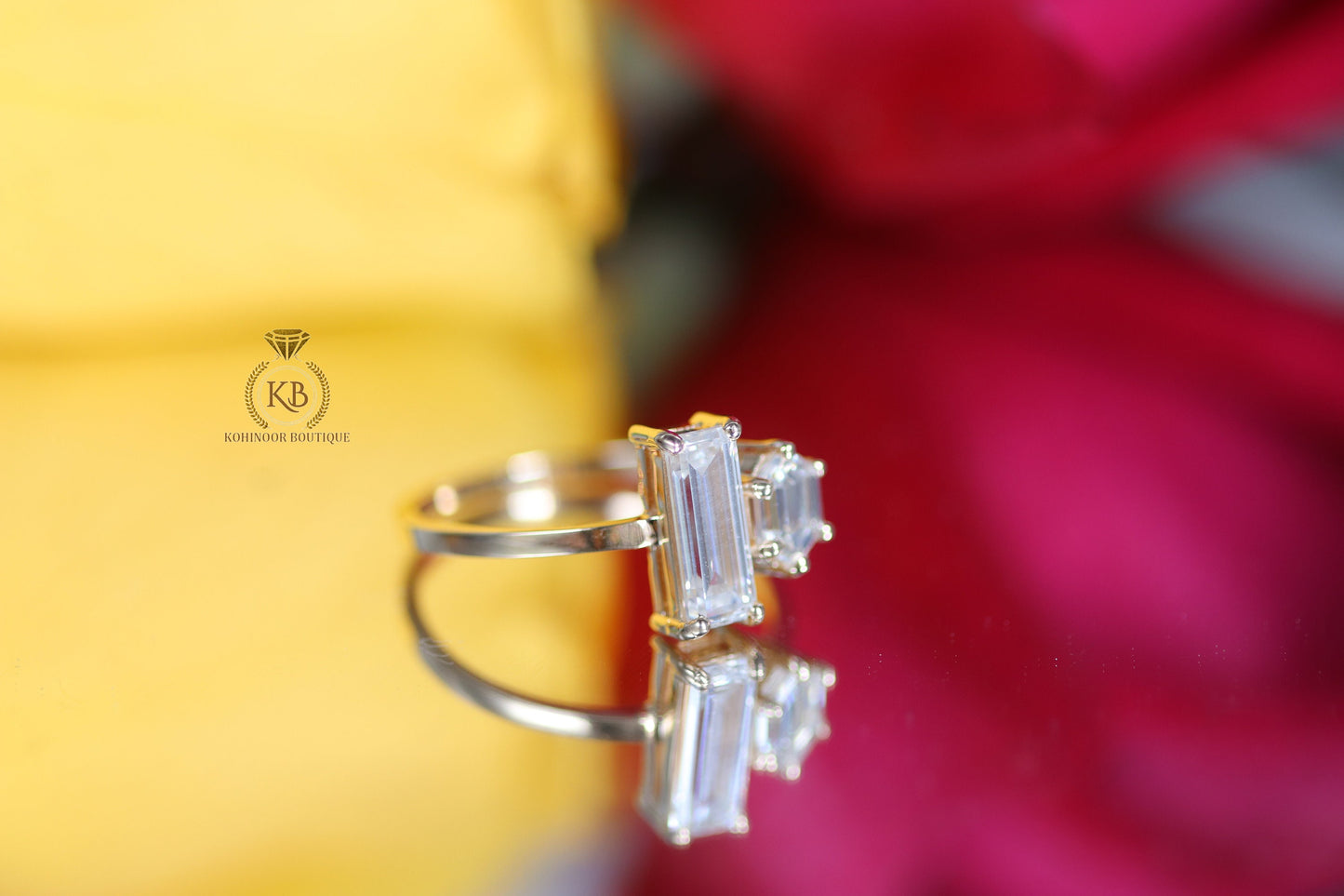Baguette & hexagon moissanite Toi Et Moi two stone Engagement ring, wedding\promise\proposal ring, gift for her