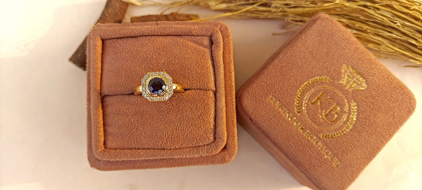 Lab Blue Sapphire with Moissanite Halo Engagement Ring, Proposal Ring, Ring for Mother, Anniversary Gift for wife