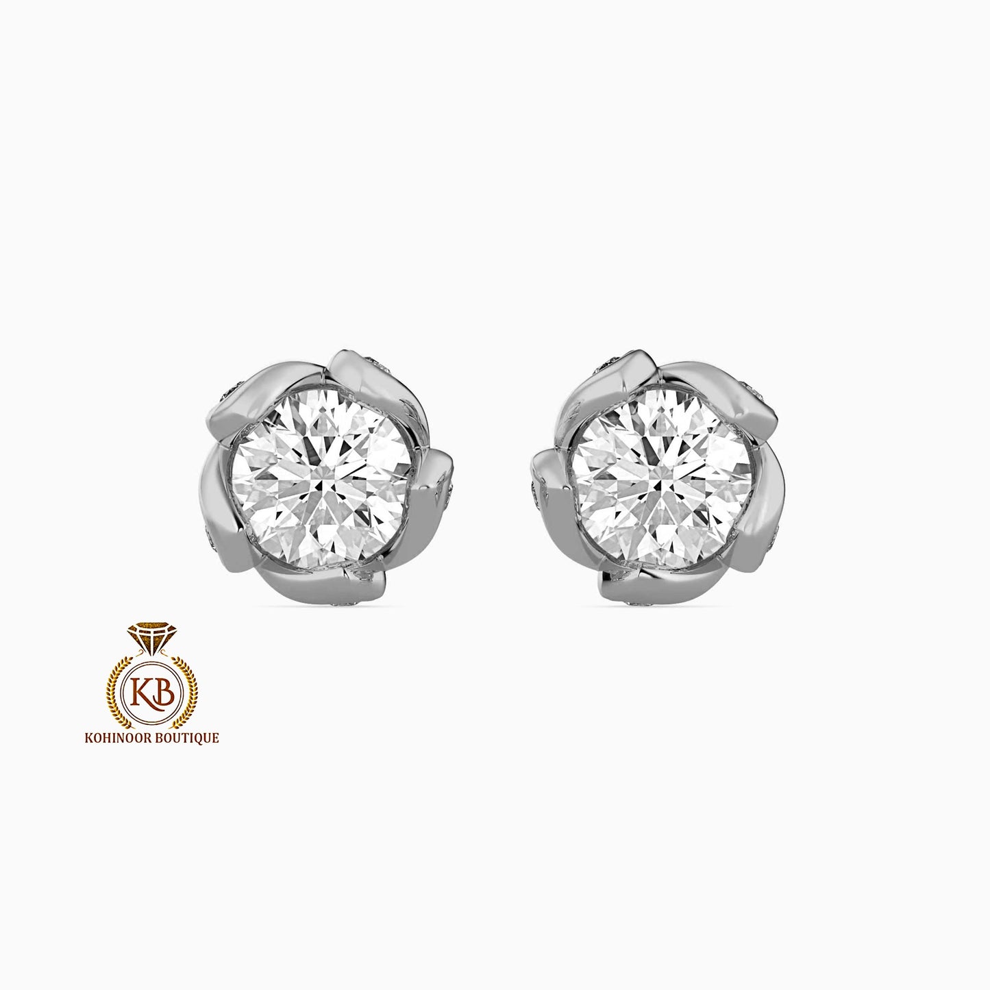 Victorian Round Cut Moissanite floral Stud Earrings, Push Back Earrings, Anniversary Gift for wife , birthday gift for girls, sister
