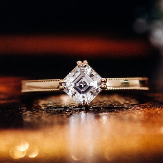 Asscher Cut Kite Set Octagonal Moissanite Solitaire Engagement ring Wedding\Proposal\Promise Ring