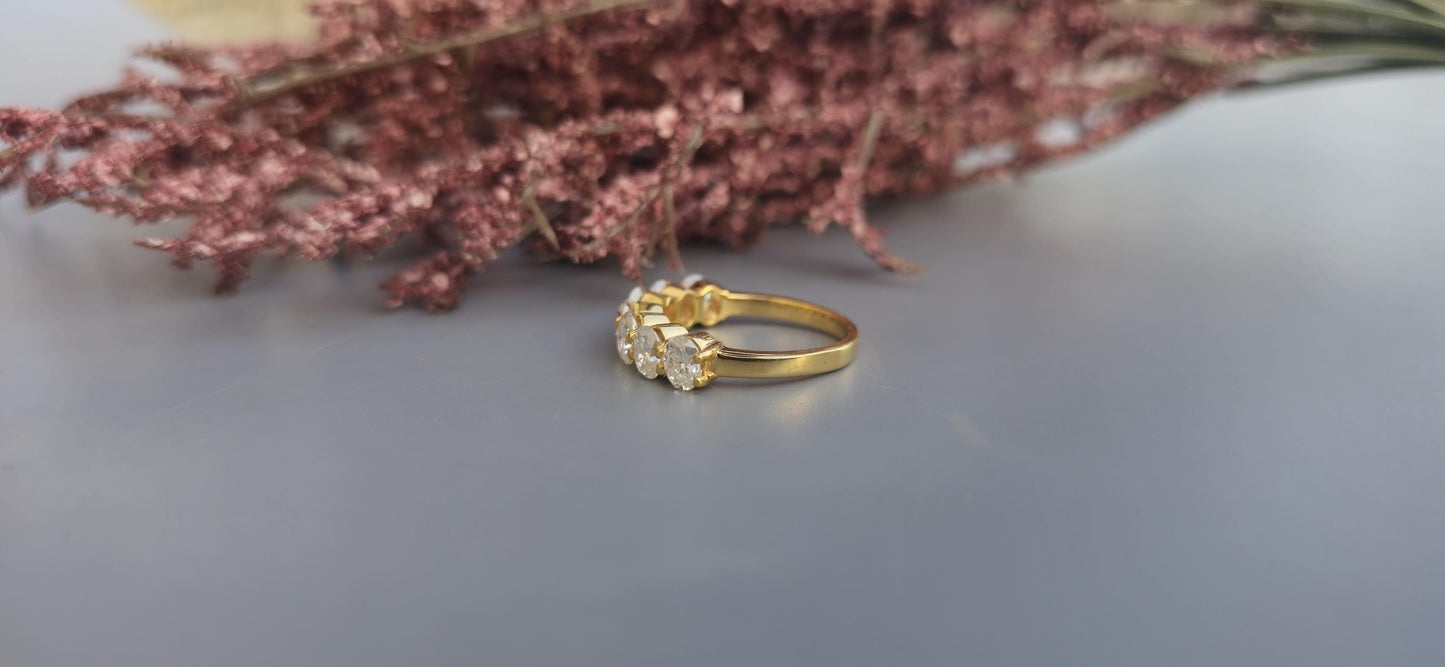 Oval 7 stone Moissanite Anniversary band, Anniversary gift for wife, Ring for her, Promise Ring
