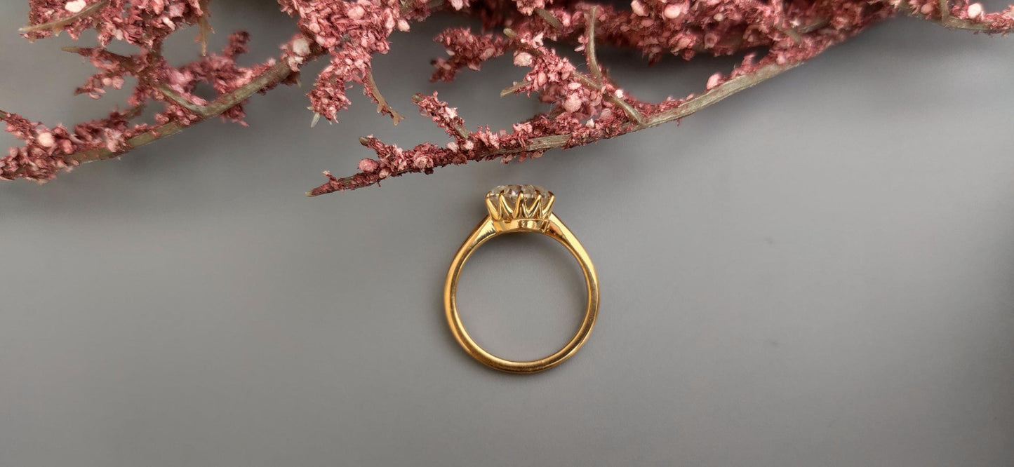 Old Mine Cut OMC Kite set Cushion Moissanite Solitaire Engagement Ring, Ring for her, Vintage ring for women, right hand ring