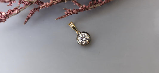 Round Cut Moissanite Pendant, Collet set Georgian cut down Button back set Pendant without chain.
