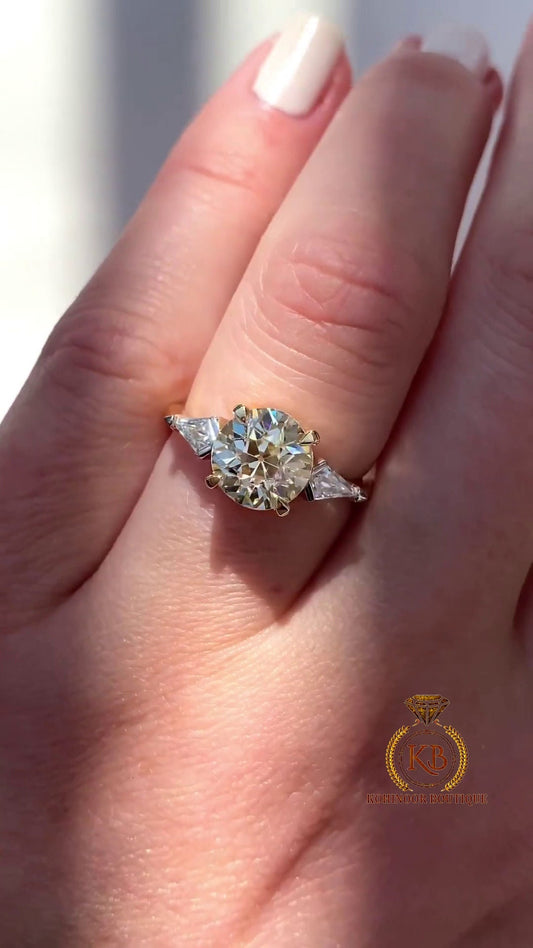 Old mine cut OMC & Shield\Kite Cut 3 Stone Moissanite Engagement Ring, Ring for her, Bridal ring, Gift for wife